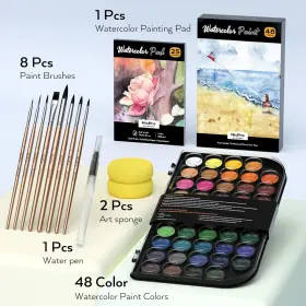 Mg222 Nicpro Watercolor Paint Set 48 Water Colors Kit With 13 Piece Assorted #2