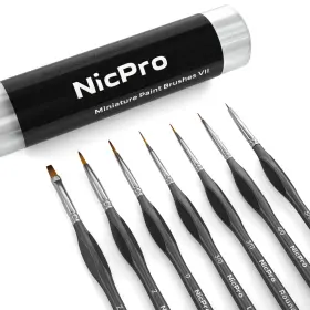 Mg363 Nicpro 7 Pcs Micro Fine Detail Paint Brush Set Small Miniature Tip Deta