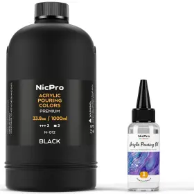 Mg391 Nicpro Jet Black Color Acrylic Pour 33.8 Fl Oz Pack Of 1 33.8oz-black