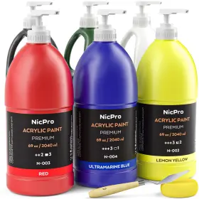 Nicpro Mg485 Mg589 6 Colors Large Bulk Acrylic Paint 69 Fl Oz Pack Of 69oz 6colors