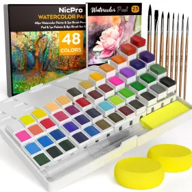 Mg524 Nicpro 48 Colors Watercolor Paint Set 1 Count Pack Of Multiple Color