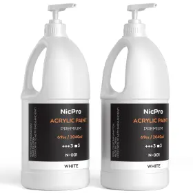 Mg574-mg617 Nicpro 2 Pack White Large Acrylic Paint Set 69 Fl Oz Of Whitex2