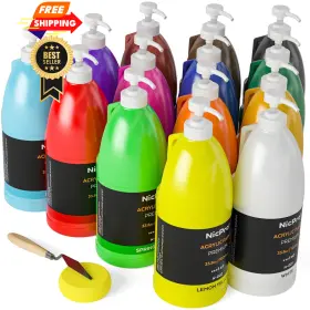 Mg589 Nicpro 14 Colors Large Bulk Acrylic 33.8 Fl Oz Pack Of 33.8oz 14colors