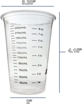 Nemk09 Nsi 20 8oz Disposable Graduated Clear Plastic Cups For Mixing Paint Stain Epoxy R #2