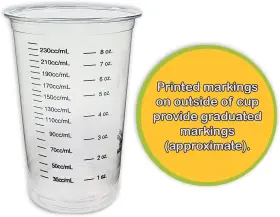 Nemk09 Nsi 20 8oz Disposable Graduated Clear Plastic Cups For Mixing Paint Stain Epoxy R #3
