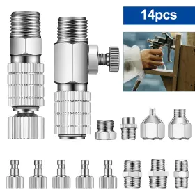 Nsioutlet 616361655362 14x Airbrush Quick Disconnect Adapter Set 1/8 Inch 1/4 For Hose Compressor Spray Gun