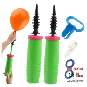 Olnverath 22437493 2pcs Balloon Pump Hand Two-way Dual Action Inflate With Tying Green