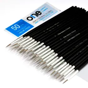 One Happy Choice 795274235004 50 Pcs Pack Of Synthetic Sable Fine Detail Paint Brushes Set For Miniature S