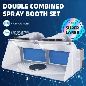 Ophir 602430681288 2 Sets Of Airbrush Spray Booth Kit With 6 Led Lights And Exhaust Exte #2