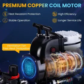 Ac116u Ophir 602430682520 Professional 3x Airbrush Kit And 3l Air Compressor Tank With 12 Colors Ai #2