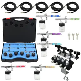 4-airbrush Ophir 742010381952 6pcs 0.35mm Dual Action Airbrush Guns Set Kit With Holders Air #2