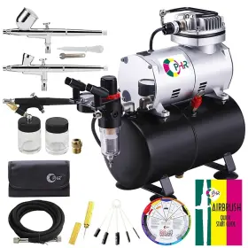Ophir 742010382089 110v Pro Airbrush Kit Air Brush Compressor With Tank 0.2mm 0.3mm 0.8mm Airbru