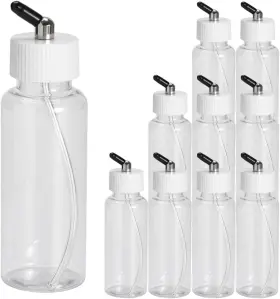 Ophir 769638640865 10x Airbrush 80cc Plastic Bottles For Single Action With Rubber Caps