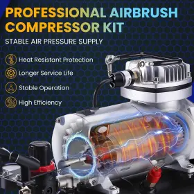 Ac004a Ophir Ac090 Ac071 Ac072 3 Airbrush Kit With Compressor Air Brush 1/6 Hp Compresso #2