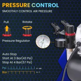 Ac004a Ophir Ac090 Ac071 Ac072 3 Airbrush Kit With Compressor Air Brush 1/6 Hp Compresso #3