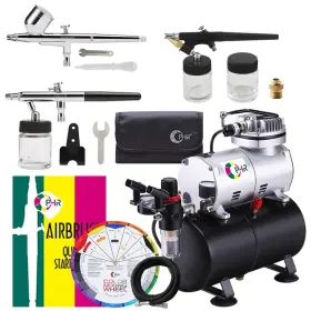 Ac004a Ophir Ac090 Ac071 Ac072 3 Airbrush Kit With Compressor Air Brush 1/6 Hp Compresso