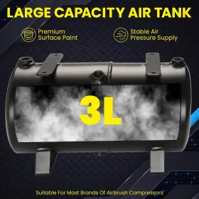 Ac132b Ophir 3l Air Tank Kit With Adapters Tube For Diy Airbrush Compressor Black A #3