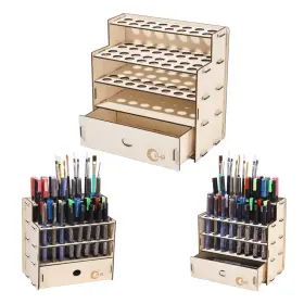 Mg096 Ophir 32 Holes Wooden Paint Brush Organizers And Holders With A Drawer Cabinet