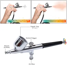 Orcair 756014952889 Powerful 40psi Adjustable Output Airbrush Kit Dual Action Multi-function Air #3