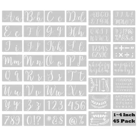 Onus249 Ornaous 45 Pcs Plastic Cursive Letter Stencils For Painting Reusable Fancy Alphabet