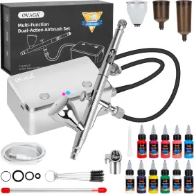 Ovaga 445026595537 32psi Airbrush Kit With Compressor Rechargeable Multi-function Dual-actio
