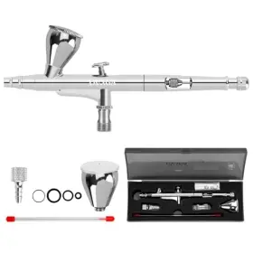 Metu-100-silver Ovaga Airbrush Kit Gun Dual-action Gravity 1/4 Oz Cup - Silver