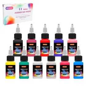 Metu-11 Ovaga Airbrush Paint Set 11 Colors 20 Ml/0.7 Oz Ready To Spray Opaque And Neon