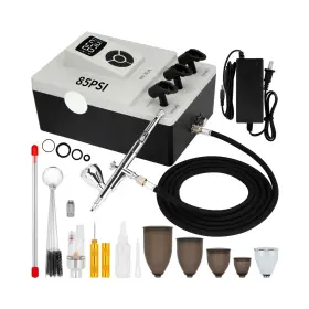 Metu-600 Ovaga Upgraded 85psi Ultra-silent Professional Airbrushing System Kit Dual-a