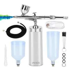 Metu-90 Ovaga 32psi Airbrush Kit With Air Compressor Portable Cordless Auto Gun K