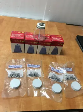 Paasche 026614095492 Lot Of 4 Hs-3-oz 3oz Glass Bottle Assembly And Covers For Hs Airbrush Nos
