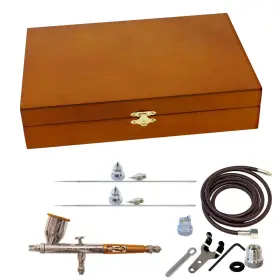 Paasche 026614166390 Airbrush Talon Gravity Feed In Deluxe Wood Box Orange