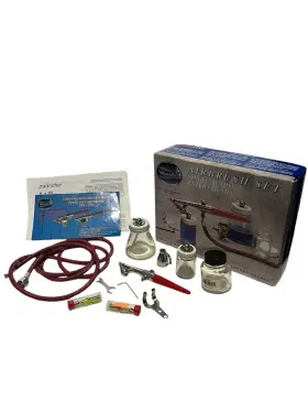 H26213 Paasche Airbrush Kit Single Action External Mix With Extra Tips Vintage