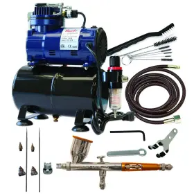 Tg-300r Paasche Airbrush Double Action Gravity Feed Set And Compressor With