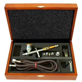 Tg-3w Paasche Airbrush Kit Double Action Gravity Feed Wooden Case Includes 3 Head Sizes