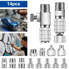 Partsdomauction 616361655379 14x Airbrush Quick Release Adapter 1/8 Inch 1/4 Bsp Male Female Air Hose Connectors