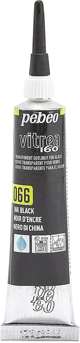 114066 Pebeo Vitrea 160 Glass Paint Outliner 0.67 0.68 Fl Oz Pack Of 1 Ink Black