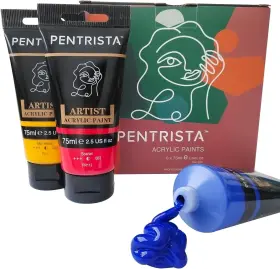 Amz-bx-6x75 Pentrista Acrylic Paint Primary Colors 6 2.5 Fl Oz Pack Of