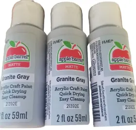 21392 Plaid Apple Barrel Acrylic Paint In Assorted 2 Fl Oz Pack Of 3 Granite Grey
