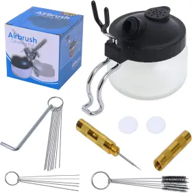 Podoy 445013472483 Airbrush Cleaning Kit Spray Wash Pot Stabilizer Jar Bottles Holder With