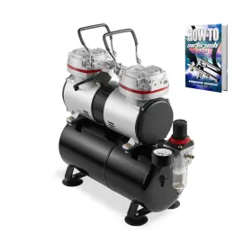 4336951621 Pointzero 1/3 Hp Double Piston Airbrush Compressor With Air Tank Regulator