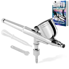 Pointzero 609728824471 Dual-action 7cc Gravity-feed Airbrush Set - .3mm Nozzle