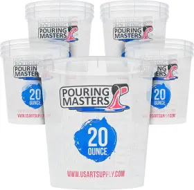 Pouring Masters 848849085761 20 Ounce 600ml Graduated Plastic Mixing Cups Box Of 12 - 20-ounce Clear