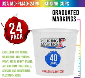 Pouring Masters 848849085792 40 Ounce 1200ml Graduated Plastic Mixing Cups Box Of 24 - 40-ounce Clear #2