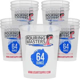 Pouring Masters 848849085808 64 Ounce 2000ml Graduated Plastic Mixing Cups Box Of 12 - 64-ounce Clear
