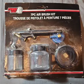 0470526 Power Fist 7pc Air Brush Kit Hose Glass Jars 1/4 Inch Adapter