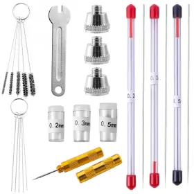 Jjlx04 Pqjsjdr 21 Pieces Airbrush Nozzle Cap Kit 0.2mm/0.3mm/0.5mm Needle Replaceme