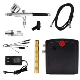 Psipro 749212925564 Mini Airbrush Kit Black Dual-action Air Brush Gravity Feed Fo