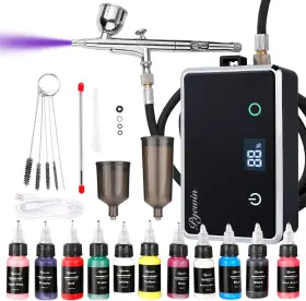 Pyewin 445039779740 32psi Cordless Airbrush Kit With Compressor - Portable Handheld Air Brush Gun Wi