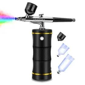 QuÉ Vina 768774860625 Quevina Cordless Airbrush Kit Handheld Makeup Air Brush Gun Compressor Spra