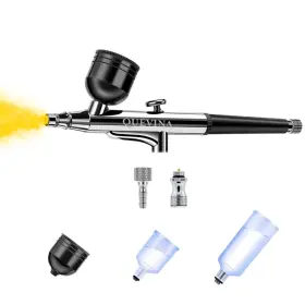 Qu Vina 768774669624 Quevina Airbrush Gun 0.4mm Nozzle Dualaction Large Gravity Feed Air Bru